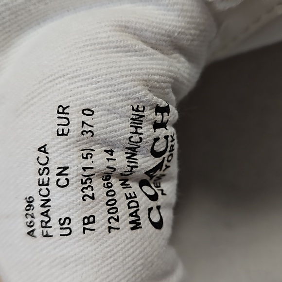 Coach Francesca logo canvas white sneakers women's size 7 - Picture 5 of 9